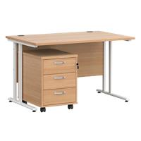 Dams International Straight Desk with 3 Drawer Pedestal SBWH312B 1,200 x 800 x 725 mm
