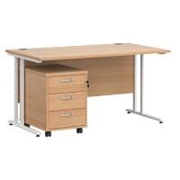 Dams International Straight Desk with 3 Drawer Pedestal SBWH314B 1,400 x 800 x 725 mm