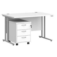 Dams International Straight Desk with 3 Drawer Pedestal SBS312WH 1,200 x 800 x 725 mm