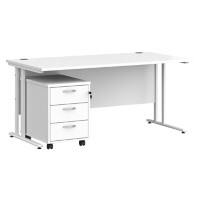 Dams International Straight Desk with 3 Drawer Pedestal SBWH316WH 1,600 x 800 x 725 mm