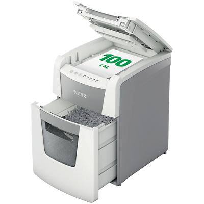 Leitz IQ Autofeed Small Office 100 Automatic Cross-Cut Shredder Security Level P-4 100 Sheets Automatic & 8 Sheets Manual White