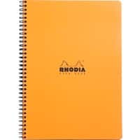 Rhodia Notebook 193008C A4+ Squared Spiral Bound Side Bound Laminated Cardboard Soft Cover Orange Perforated 160 Pages