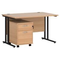 Dams International Straight Desk with 2 Drawer Pedestal SBK212B 1,200 x 800 x 725 mm