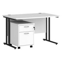 Dams International Straight Desk with 2 Drawer Pedestal SBK212WH 1,200 x 800 x 725 mm