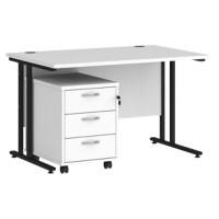 Dams International Straight Desk with 3 Drawer Pedestal SBK312WH 1,200 x 800 x 725 mm