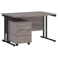 Dams International Straight Desk with 3 Drawer Pedestal SBK312GO 1,200 x 800 x 725 mm