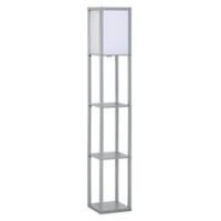 HOMCOM 4-Tier Floor Lamp Standing Lamp with Storage Shelf for Home Office Dorm Grey