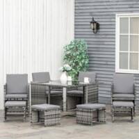 OutSunny Resin Rattan Dining Set Grey 1,090 x 720 mm
