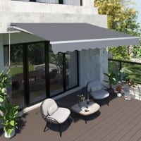 Outsunny 3 x 2.5 m Manual Awning Canopy Sun Shade Shelter Retractable for Garden Grey