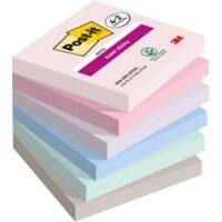 Post-it Soulful Super Sticky Notes Square 76 x 76 mm Plain Assorted 90 Sheets Value Pack 4 + 2 Free