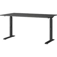 GERMANIA Height Adjustable Sit Stand Desk Chipboard, Metal Black C-Foot 1,400 x 800 x 910 mm