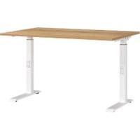 GERMANIA Height Adjustable Sit Stand Desk Chipboard, Metal Oak White C-Foot 1,200 x 800 x 910 mm