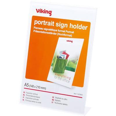 Viking Obliquely Sign Holder A5 1 14.9 (W) x 5.6 (D) x 20.7 (H) cm Transparent