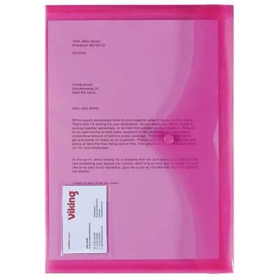 Office Depot Document Wallets with Business Card Holder A4 Pink Polypropylene 23.5 x 33.5 cm Pack of 5