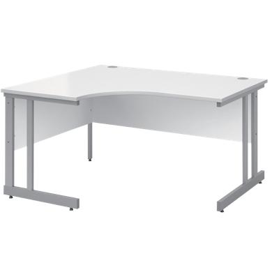 Corner Left Hand Design Ergonomic Desk with White MFC Top and Silver Frame Adjustable Legs Momento 1400 x 1200 x 725 mm
