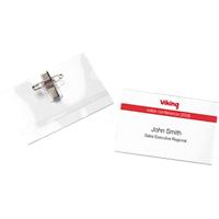 Viking Standard Name Badge with Crocodile Clip and Pin Landscape 90 x 60 mm Pack of 25