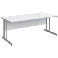 Rectangular Straight Desk with White MFC Top and Silver Frame Cantilever Legs Momento 1800 x 800 x 725 mm