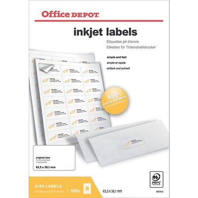 Office Depot Multipurpose Labels Self Adhesive 63.5 x 38.1 mm White 100 Sheets of 21 Labels