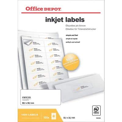 Office Depot Multipurpose Labels Self Adhesive 99.06 x 38.1 mm White 1400 Labels