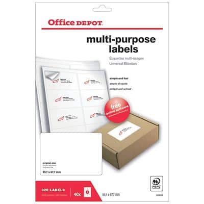 Office Depot Multifunction Labels Self Adhesive 99.1 x 67.7 mm White 40 Sheets of 8 Labels