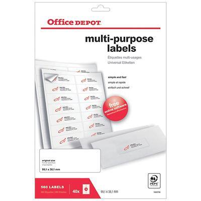 Office Depot Multifunction Labels Self Adhesive 99.1 x 38.1 mm White 40 Sheets of 14 Labels