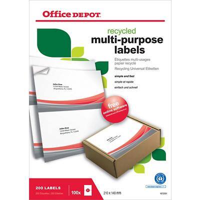 Office Depot Multifunction Labels Self Adhesive 210 x 148 mm White 200 Labels