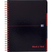 OXFORD Project Book Black n' Red A4+ Ruled Spiral Bound Cardboard Hardback Black, Red Perforated 200 Pages 100 Sheets