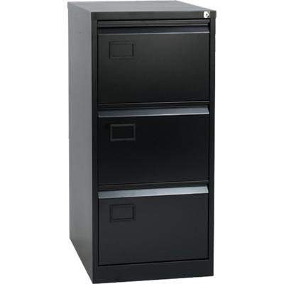 Bisley Steel Filing Cabinet with 3 Lockable Drawers 470 x 622 x 1,016 mm Black