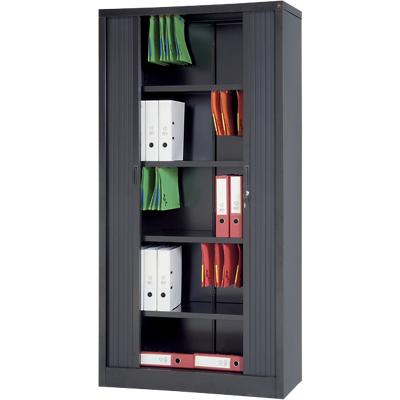 Realspace Tambour Cupboard Lockable with 4 Shelves Steel 1000 x 450 x 1980mm Black