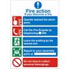 Fire Action Sign Self Adhesive Vinyl 20 x 15 cm