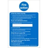 Fire Action Sign for Care Homes Plastic 20 x 15 cm