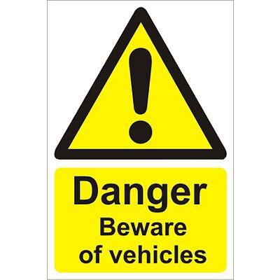 Warning Sign Beware Of Vehicles Plastic 60 x 40 cm