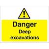 Warning Sign Deep Excavations Fluted Board 45 x 60 cm