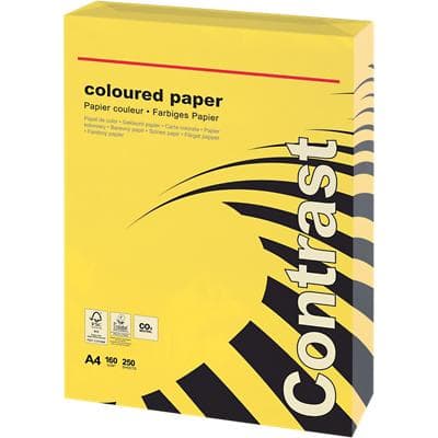 Viking Contrast A4 Coloured Paper Vivid Yellow 160 gsm 250 Sheets