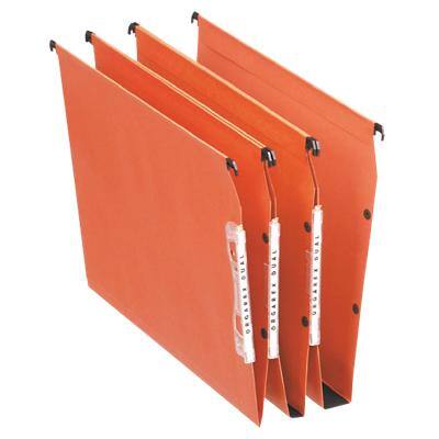 Esselte Orgarex Dual 330 Lateral Suspension File 21628 V Base 15mm 220 gsm Orange 100% Recycled Manilla Pack of 25