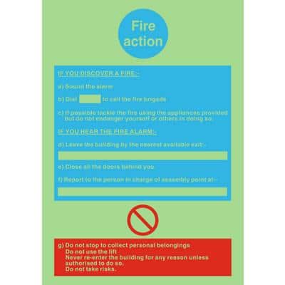 Sign Fire Action PVC 21 x 29.7 cm