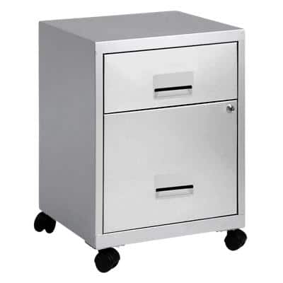 Pierre Henry Steel Filing Cabinet with 2 Lockable Drawers Maxi 400 x 400 x 530 mm Silver