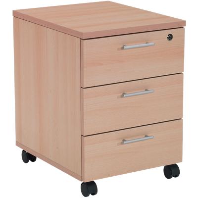 Realspace Pedestal with 3 Lockable Drawers MFC 430 x 550 x 600mm Beech