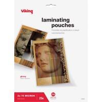 Viking Laminating Pouch A4 Glossy 75 microns (2 x 75) Transparent Pack of 25
