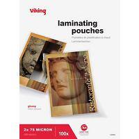 Viking Laminating Pouch A4 Glossy 75 microns (2 x 75) Transparent Pack of 100