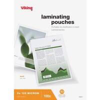 Viking Laminating Pouches A4 Matt 125 microns (2 x 125) Transparent Pack of 100