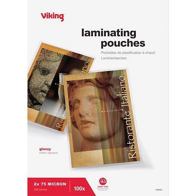 Viking Laminating Pouch A3 Glossy 75 microns (2 x 75) Transparent Pack of 100
