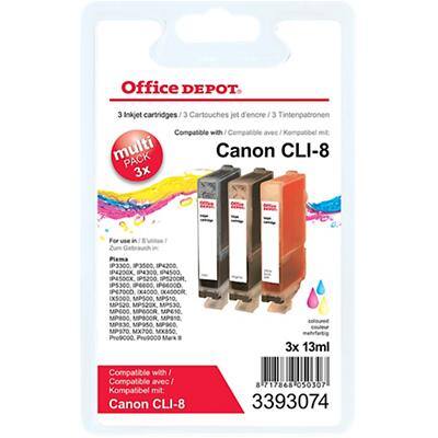 Office Depot Compatible Canon CLI-8C/M/Y Ink Cartridge Multicoloured Pack of 3