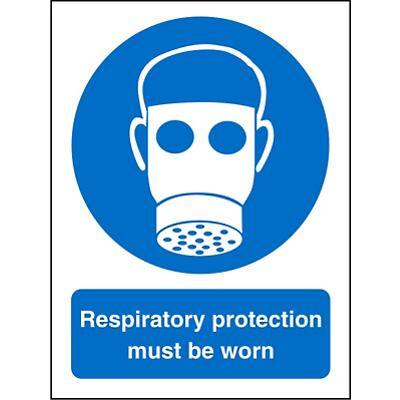 Mandatory Sign Respirator vinyl 20 x 15 cm