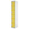LINK51 Standard Mild Steel Locker with 6 Doors Standard Deadlock Nest 1 300 x 450 x 1800mm Grey & Yellow