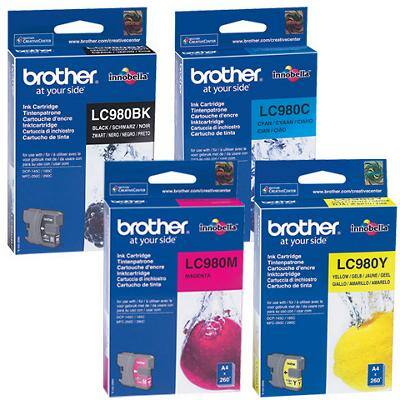 Brother LC980 Original Ink Cartridge Black, Cyan, Magenta, Yellow Pack of 4 Multipack