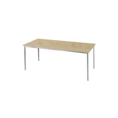 Dams International Straight Table with Beech Coloured MFC & Steel Top and Silver Frame Flexi 1200 x 800 x 720mm