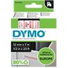 DYMO D1 Labelling Tape Authentic 45015 S0720550 Adhesive Red on White 12 mm x 7 m