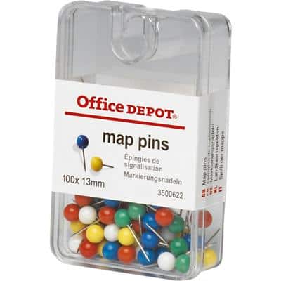 Office Depot Round Push Pins Assorted Pack of 100