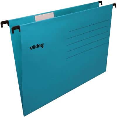 Viking Vertical Suspension File Cardboard V Base 220 gsm Blue Pack of 25